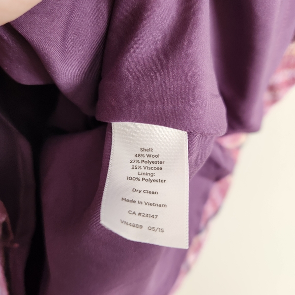 Talbots skirt size 12 purple plaid wool blend side zip knee length - Picture 4 of 6